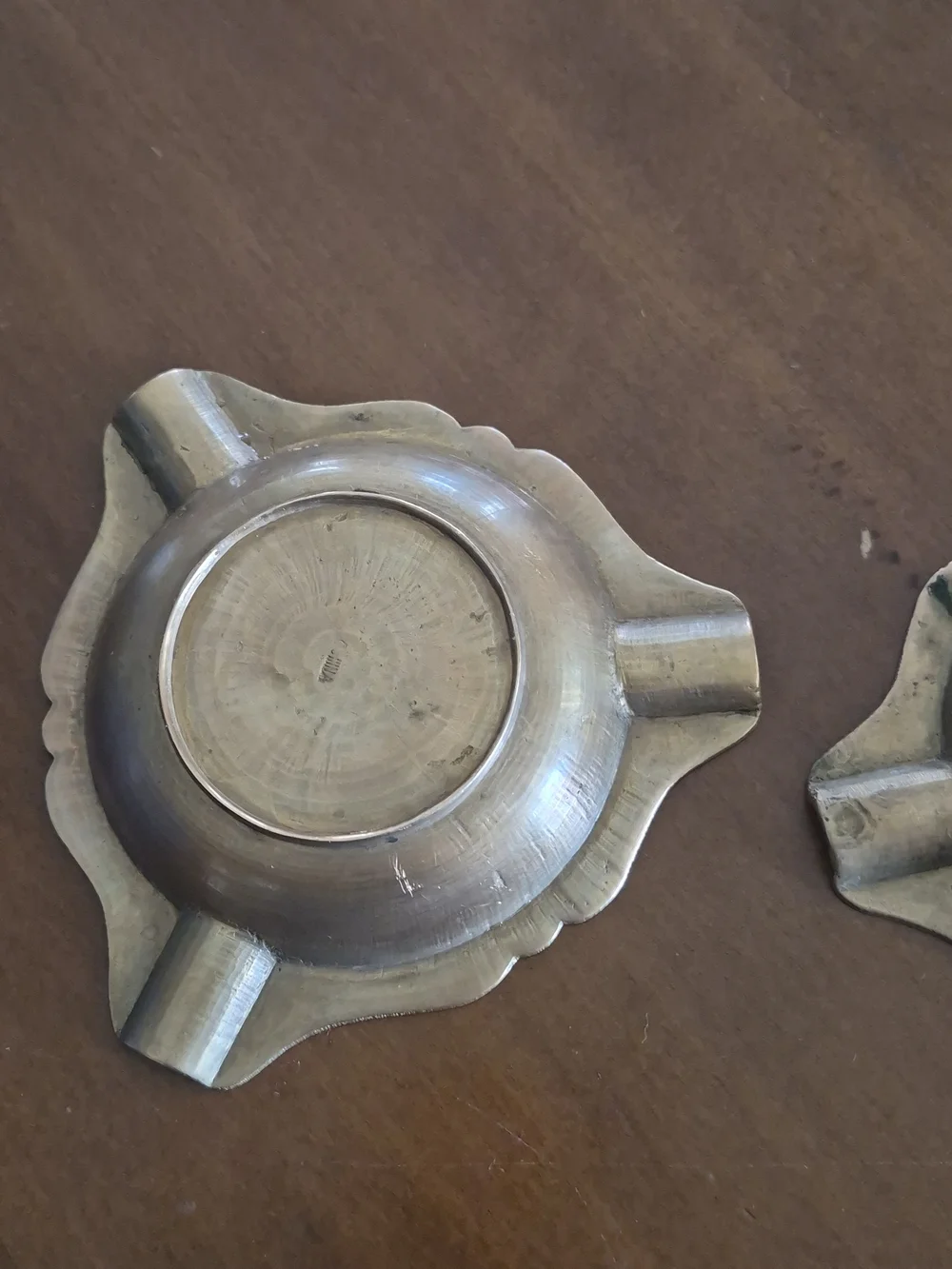 Pair of Antique Chinese Brass Ashtray With Enamel Bat Decoration